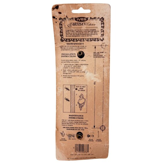 Vintage 1980s 6.75" Ives Solid Brass Door Knocker Artisan Collection Sealed NOS - Picture 2 of 3